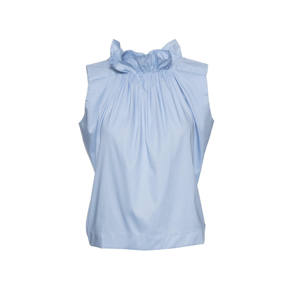 Lucia Ruffle Top in brrr° Oxford - Marceille