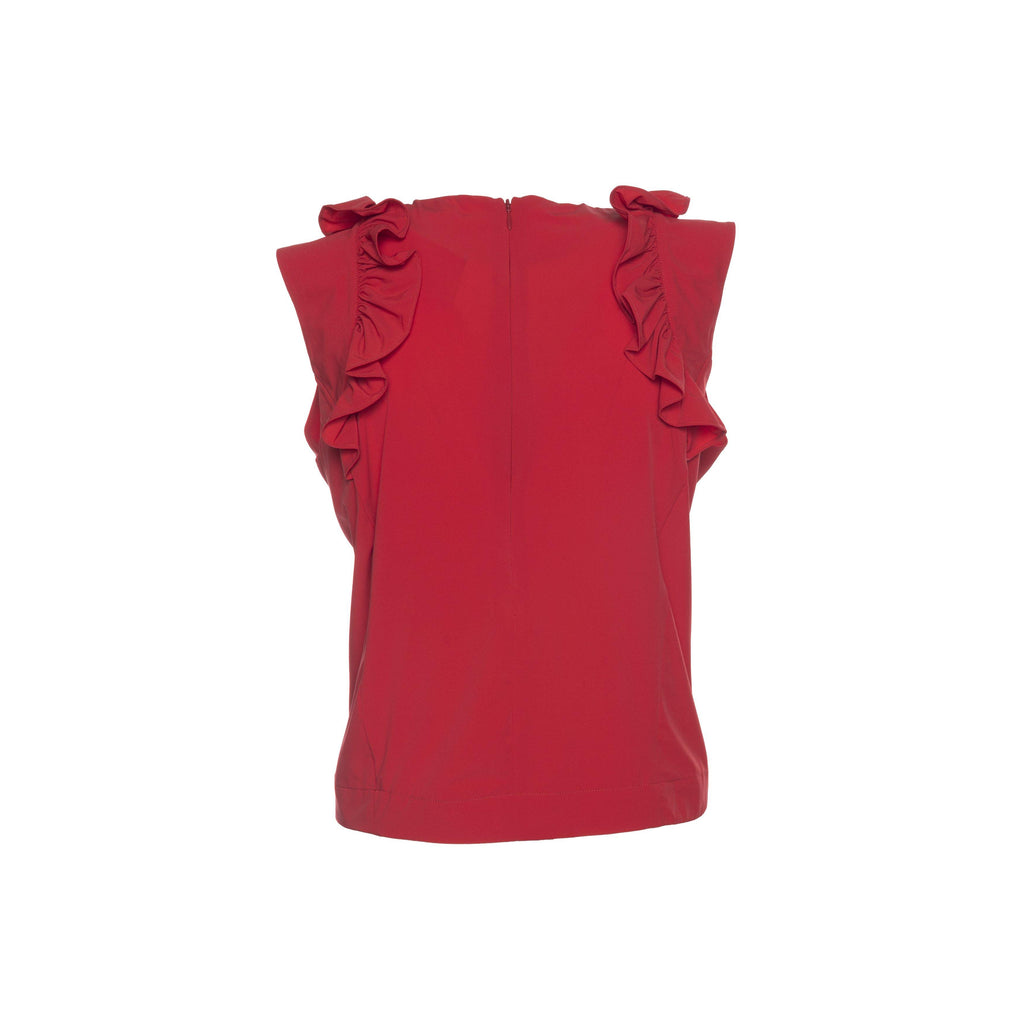 Lucia Ruffle Top in Performance Stretch - Marceille